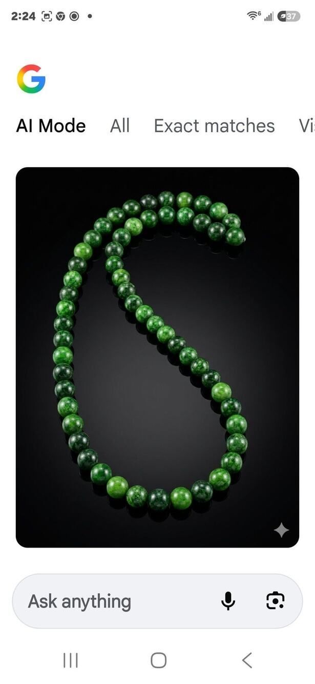 Vintage Deep Green Jadeite/Nephrite Beaded Strand Necklace, Pre-Owned